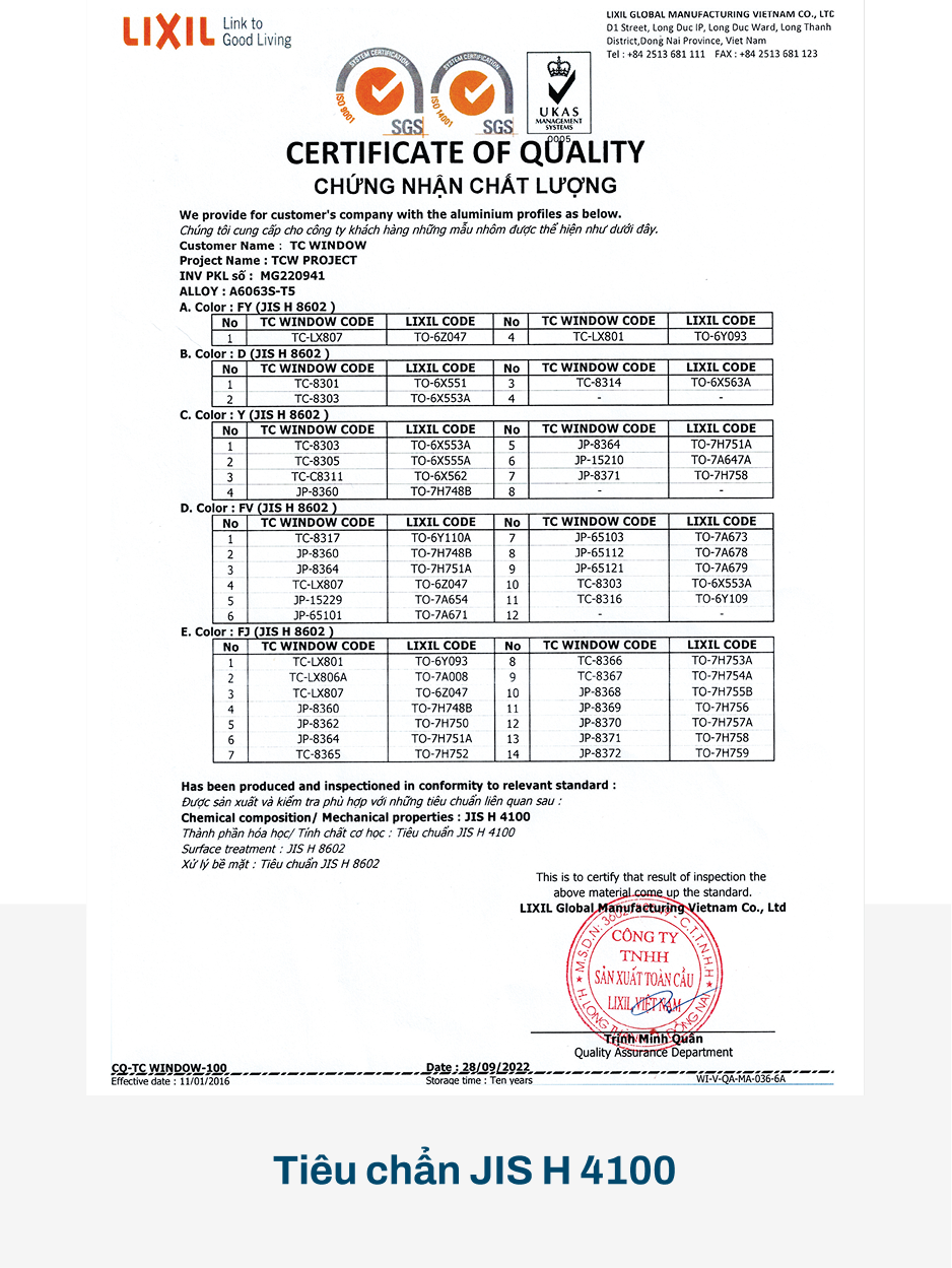 Tiêu chuẩn JIS H 4100